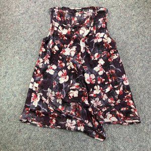 Simply Vera Vera Wang Womens Purple Floral Short Sleeve Scoop Neck Size Small
